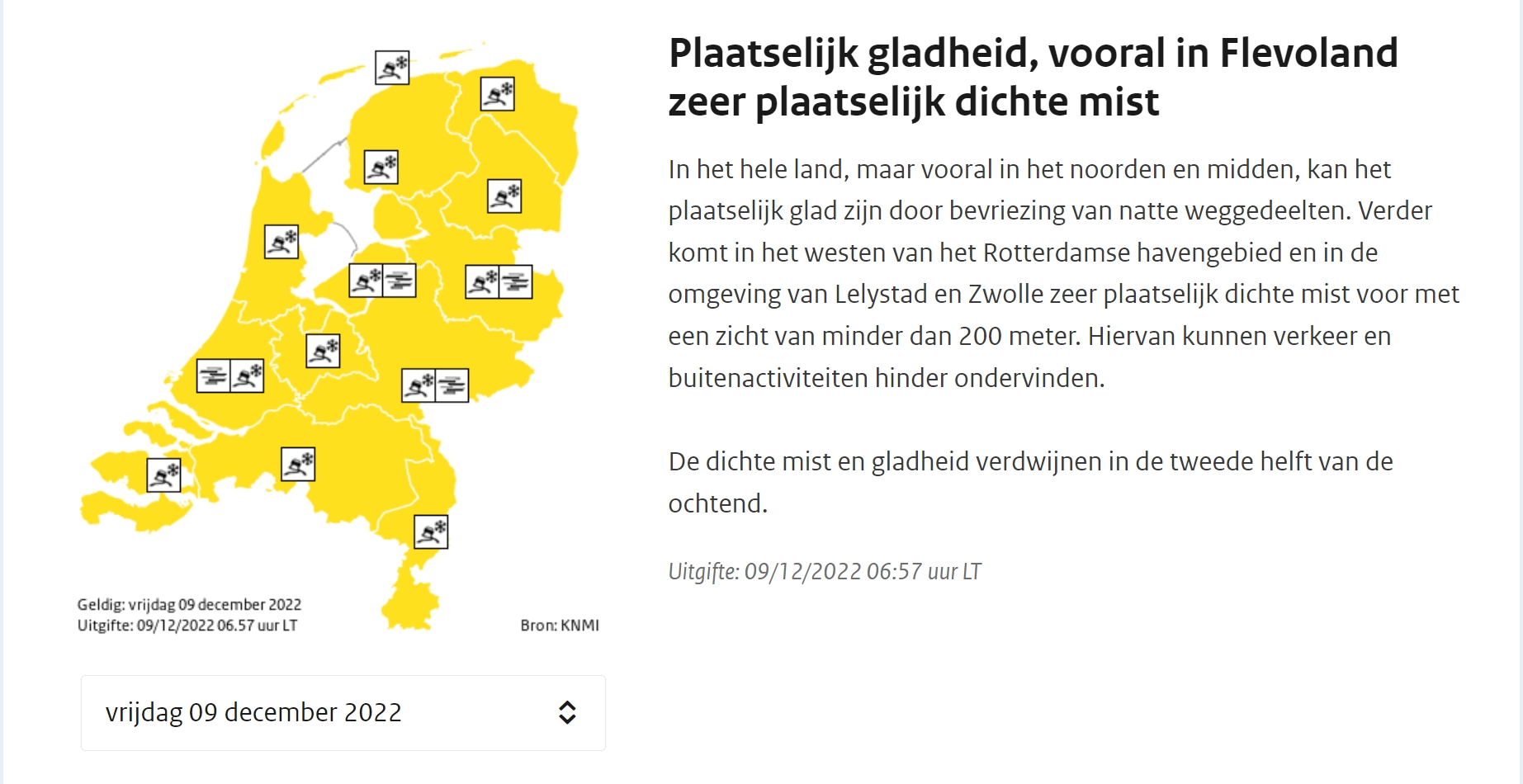 Weerbericht Medemblik: Let Op!! Code Geel Voor Gladde Wegen, Door ...