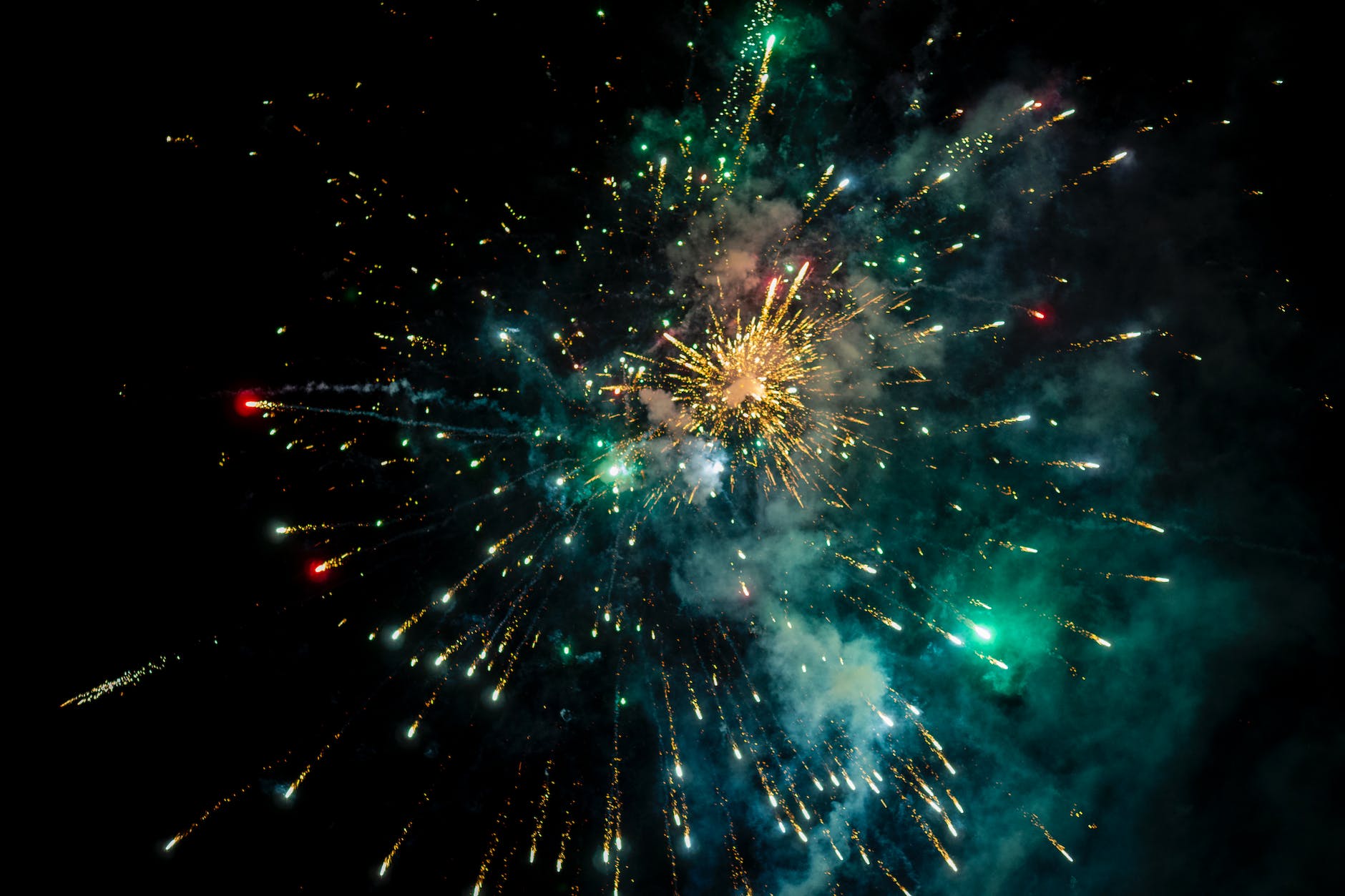 green and red fireworks display